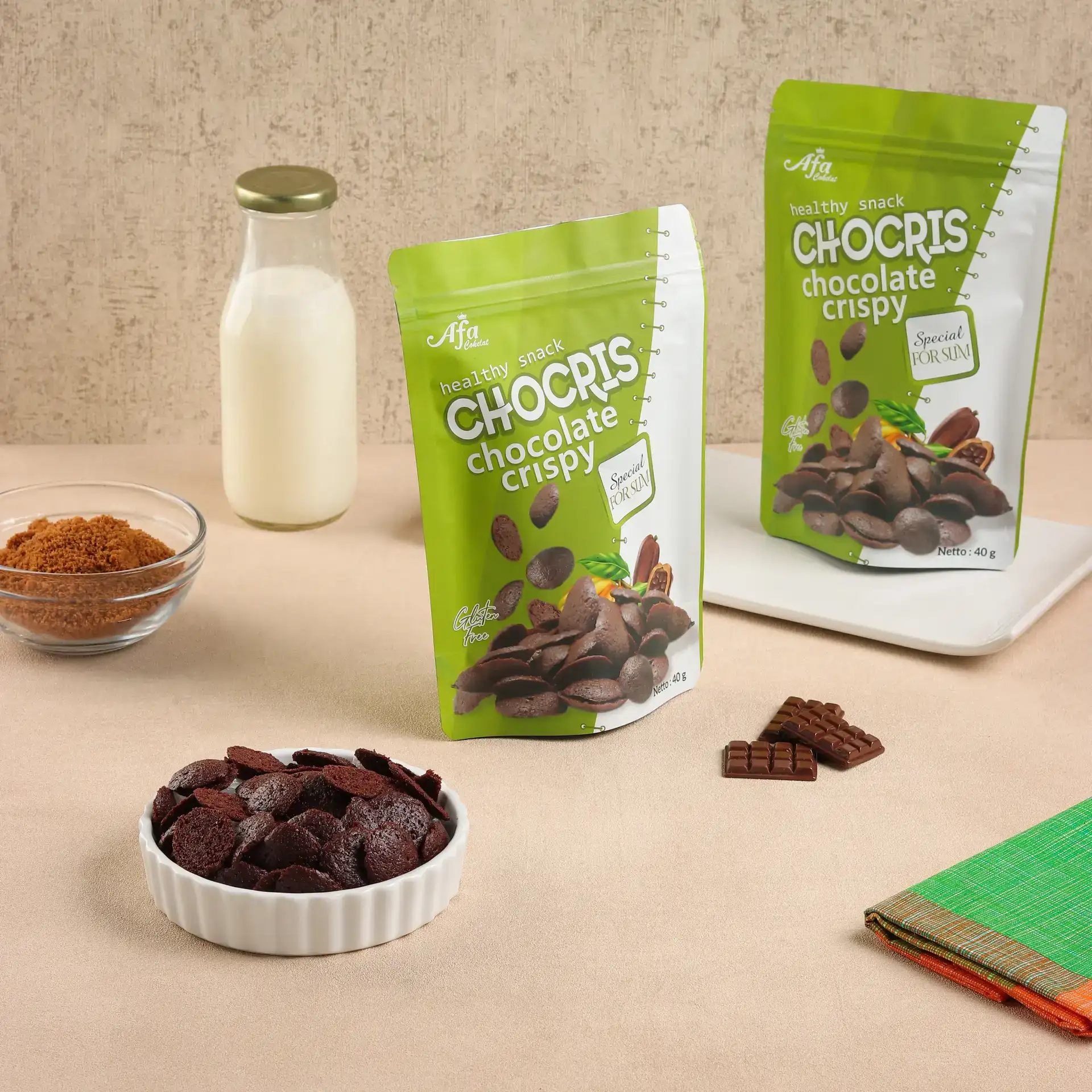 Chocris chocolate crispy snack sehat Afa Cokelat Jember